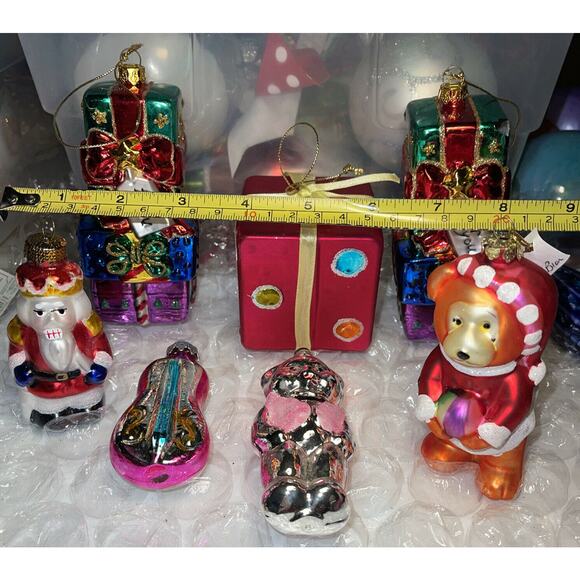 Stunning Vtg Embellished ALL Blown Glass Christmas Ornaments Germany #39 - Picture 7 of 12